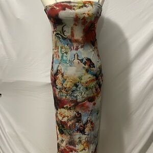 Commense Renaissance Art Print Mesh Maxi Dress – Size S